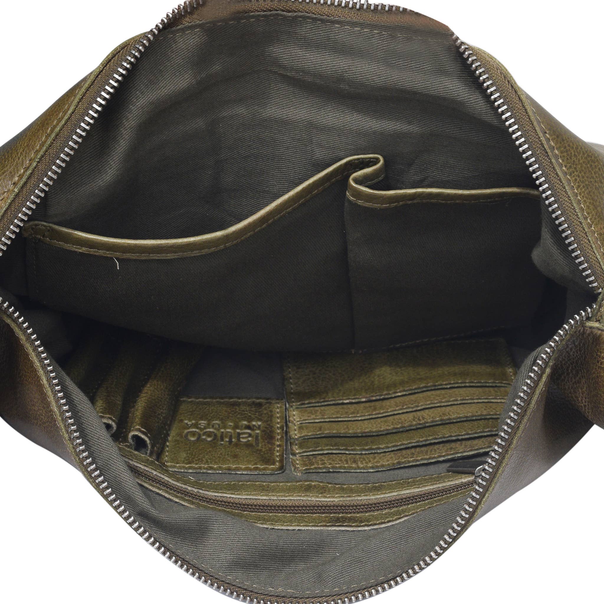 Jordan Handcrafted Leather Sling Bag: Moss