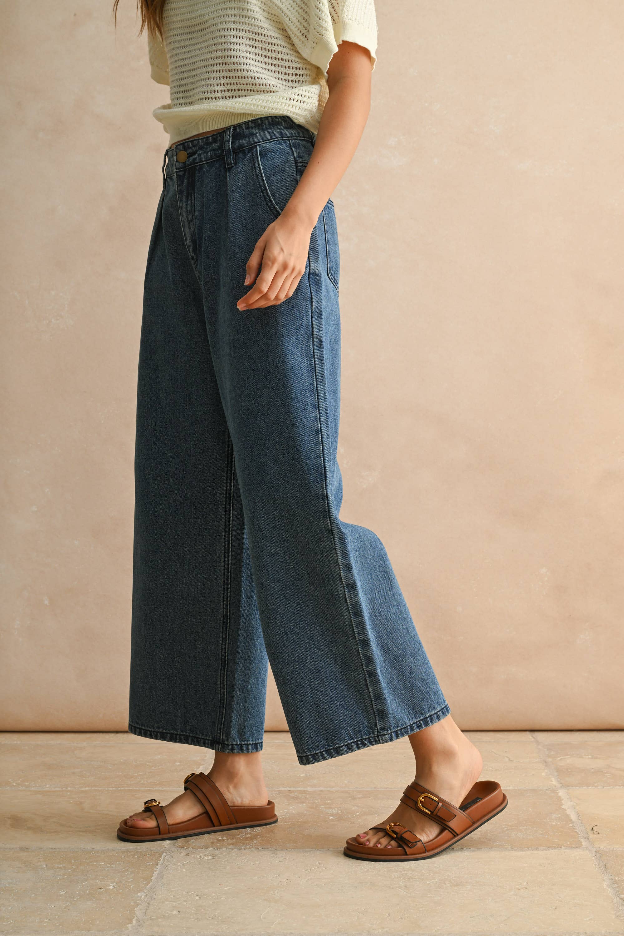 Relaxed Cropped Denim Pants