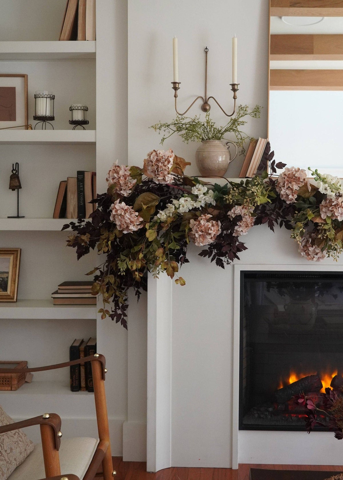 SAVE - Artificial Autumn Hydrangea Bush in Cream and Brown - 22"