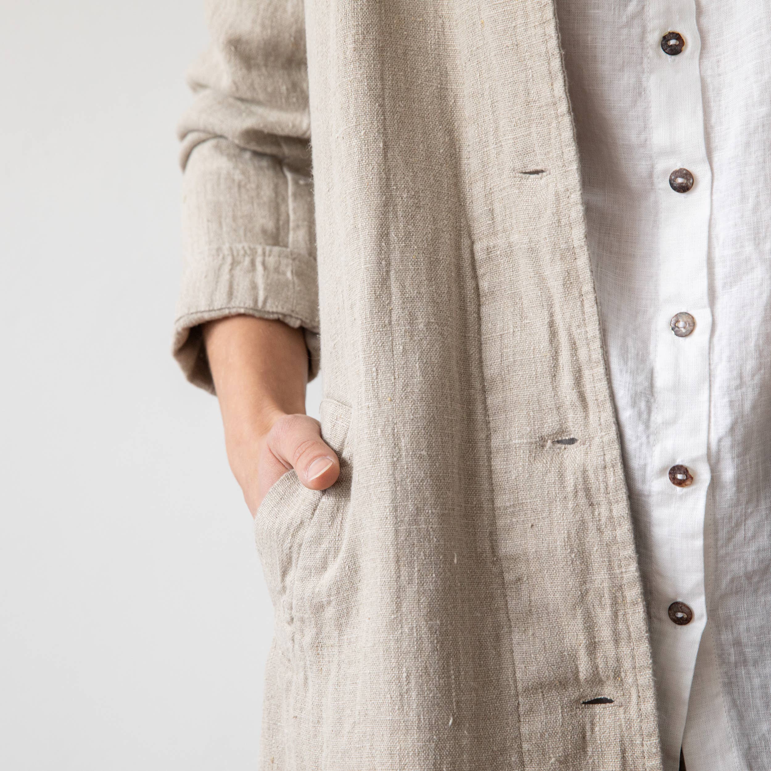 Long Natural Linen Jacket