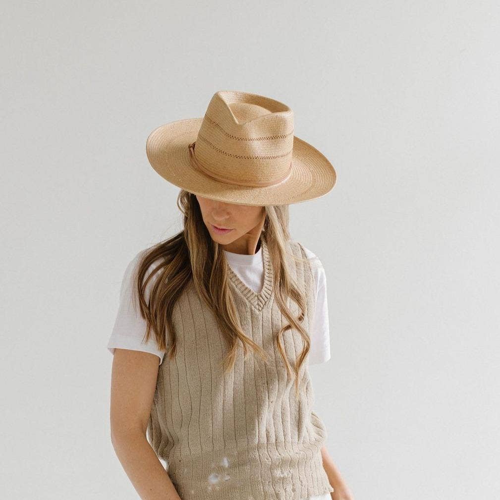 Gigi Pip Arlo Straw Fedora: Honey