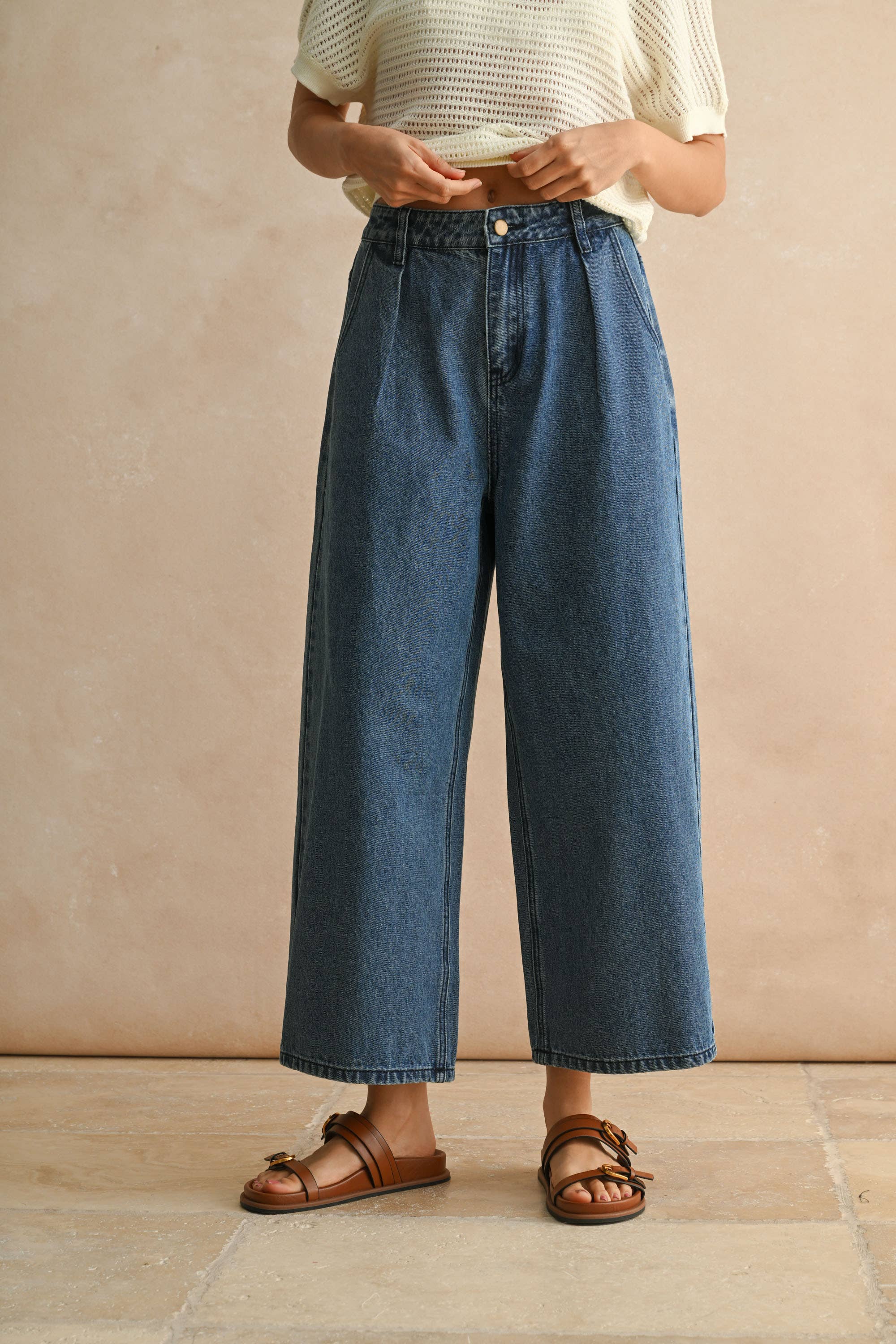 Relaxed Cropped Denim Pants