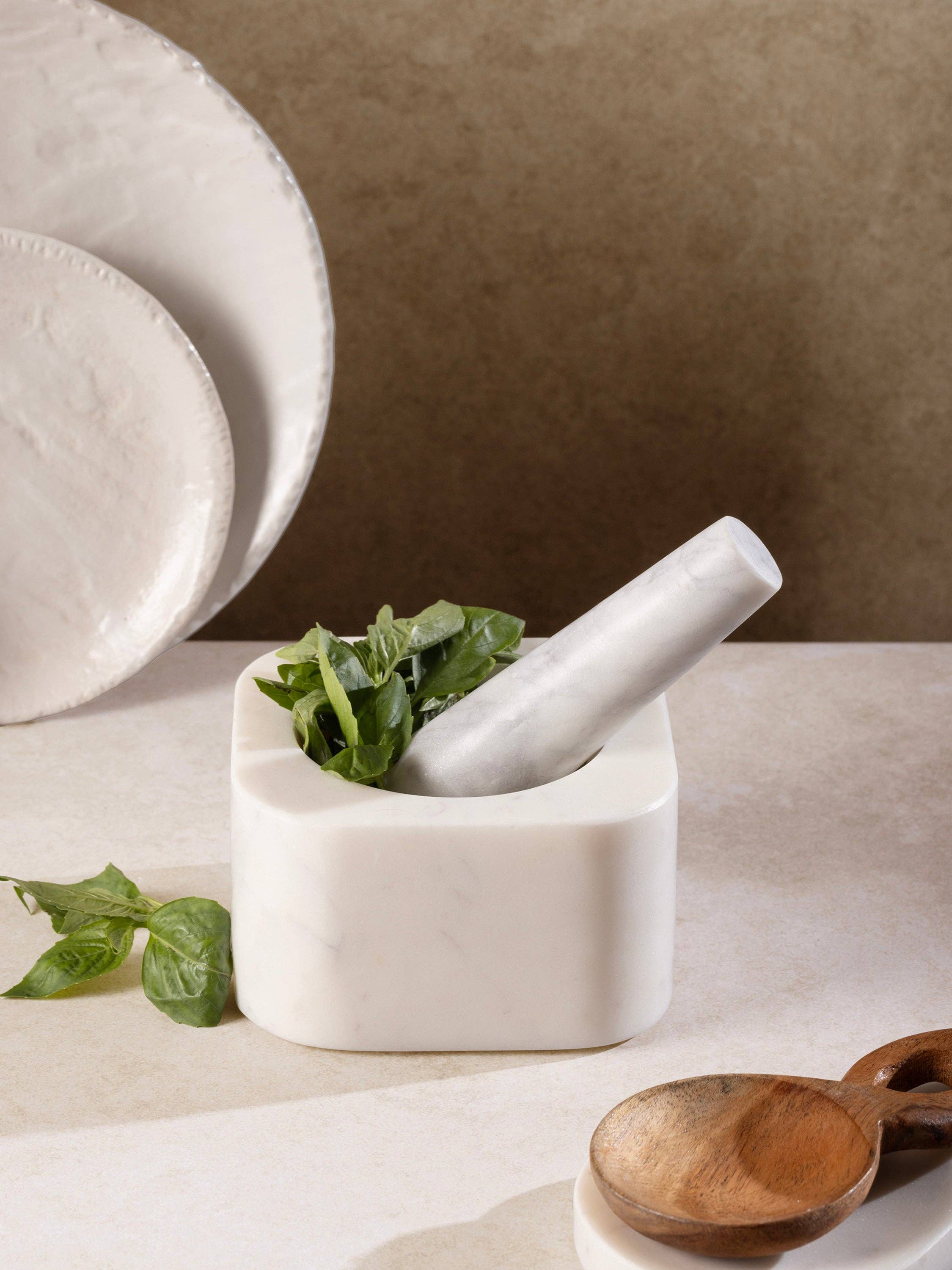 Noble White Marble Mortar & Pestle Set
