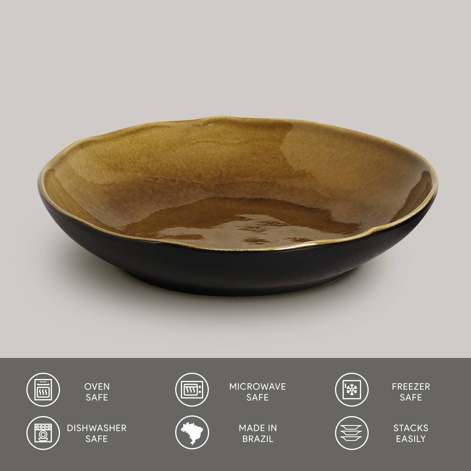Stoneware Salad Bowl: Amber