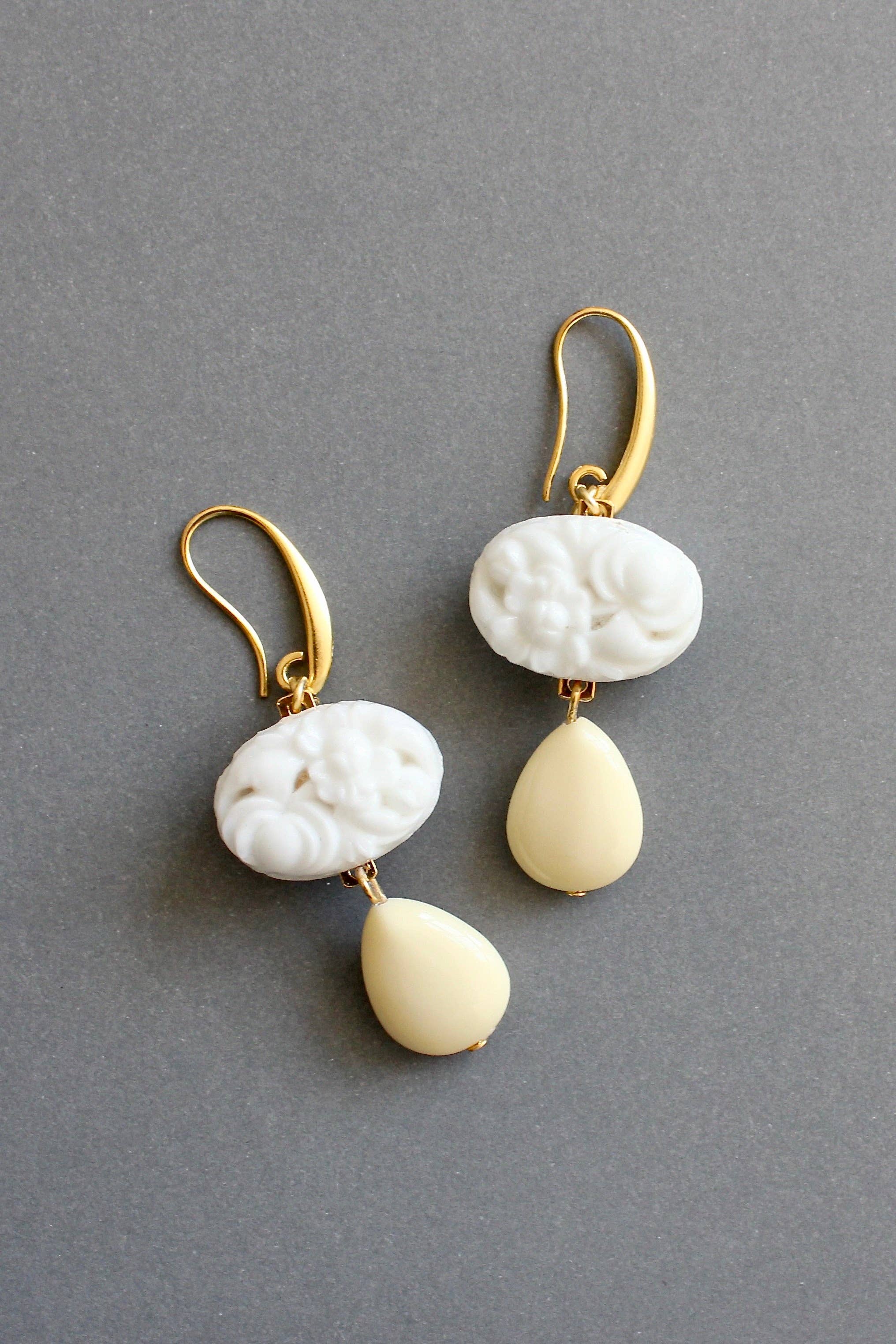 Vintage Milk Glass Earrings