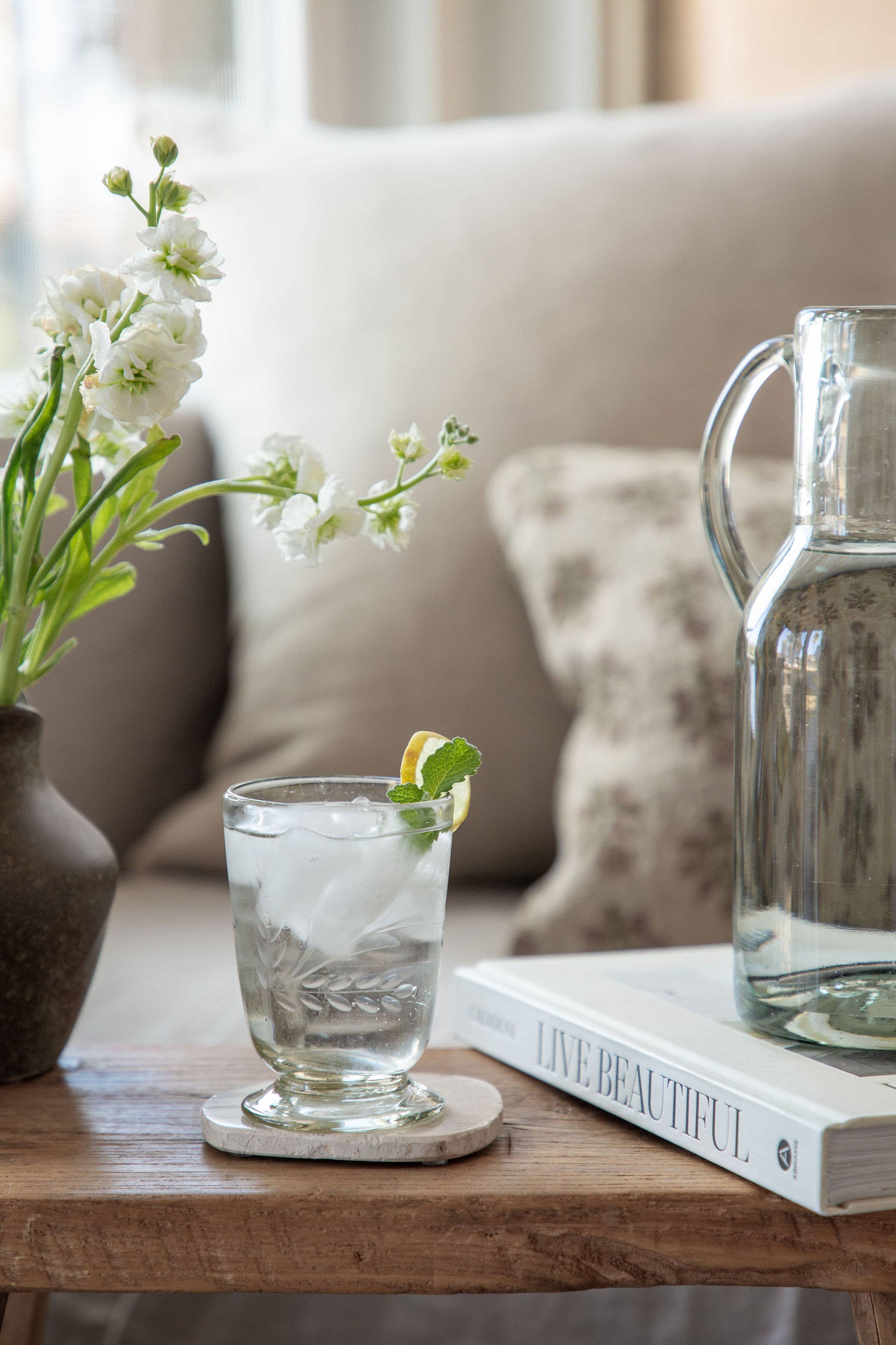 Floral Footed Wine Glass