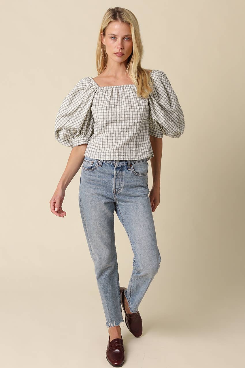 Eleanor Gingham Puff Sleeve Top