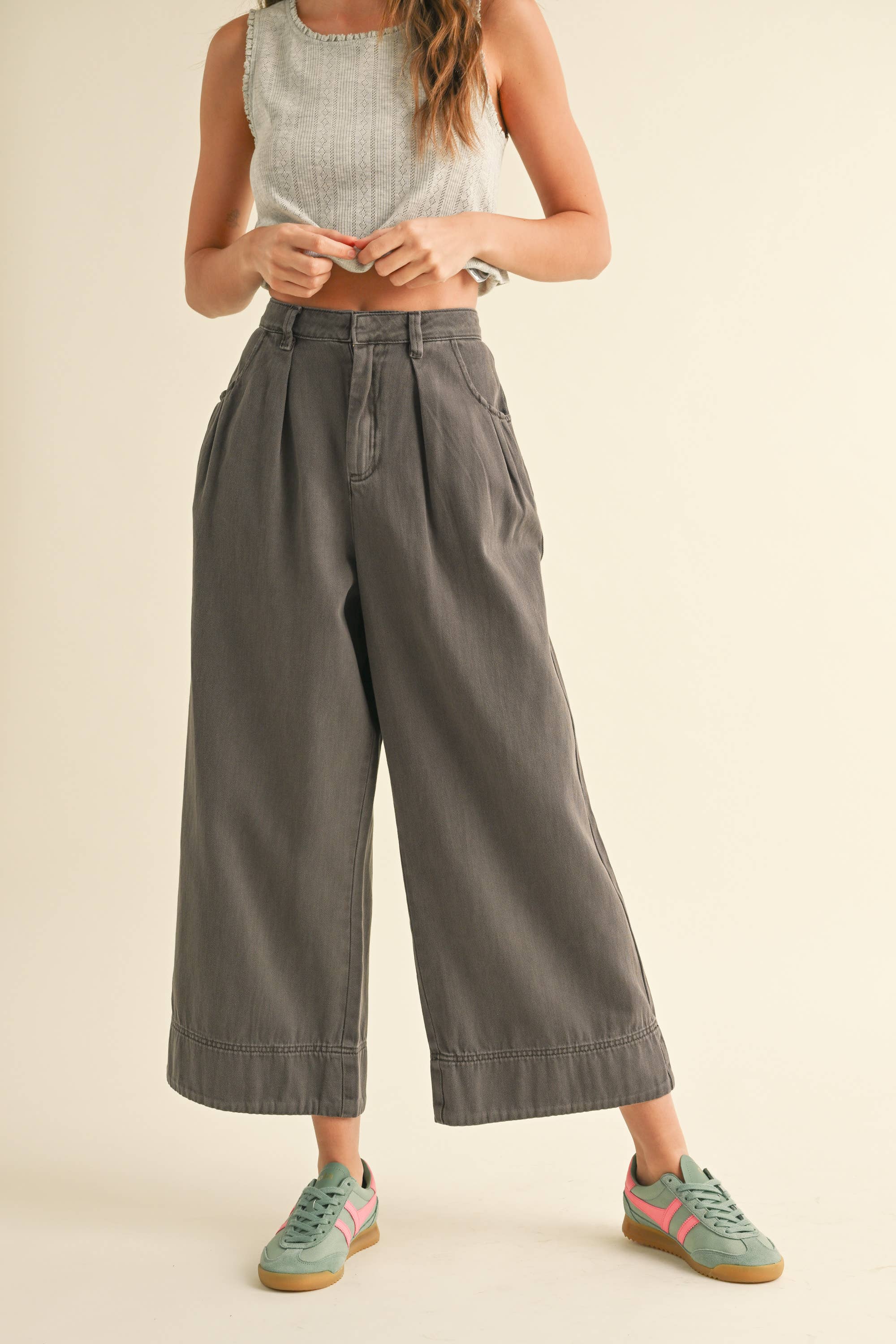 Loose Fit Cotton Pant: Charcoal