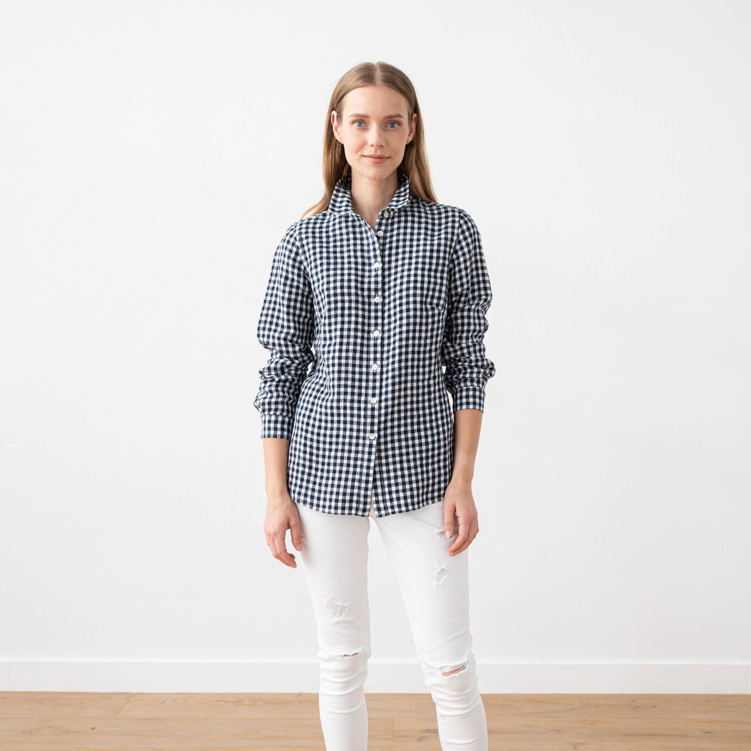 Navy Check Linen Shirt