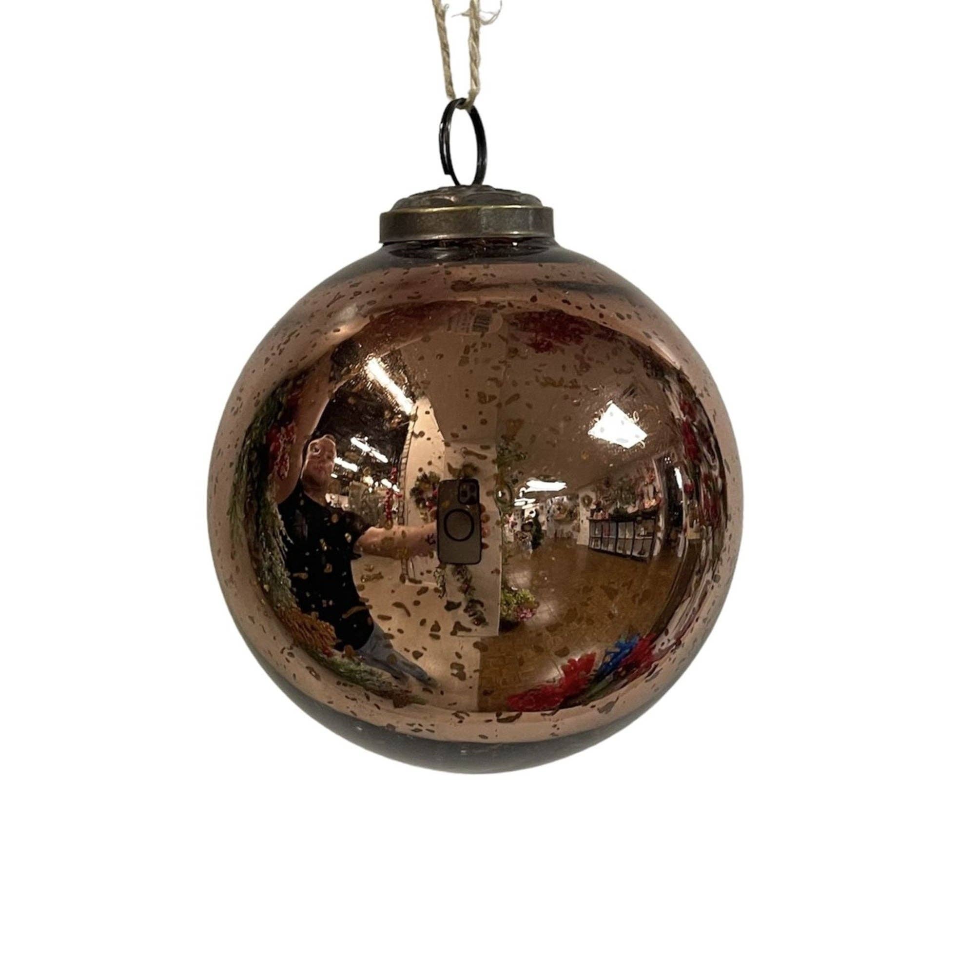 Copper Mercury Glass Ball Ornamen: 4"