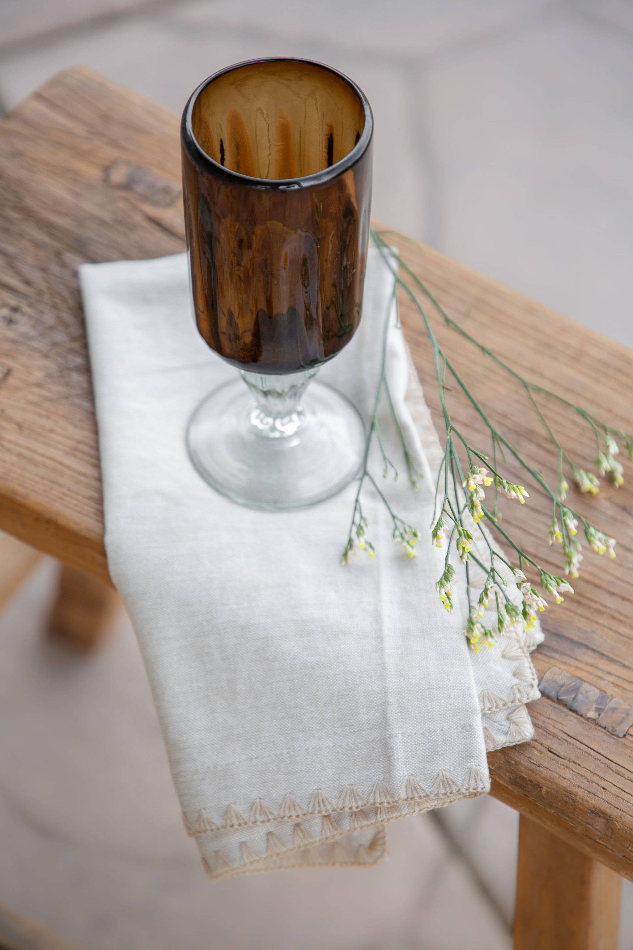Handblown Fluted Glass: Amber