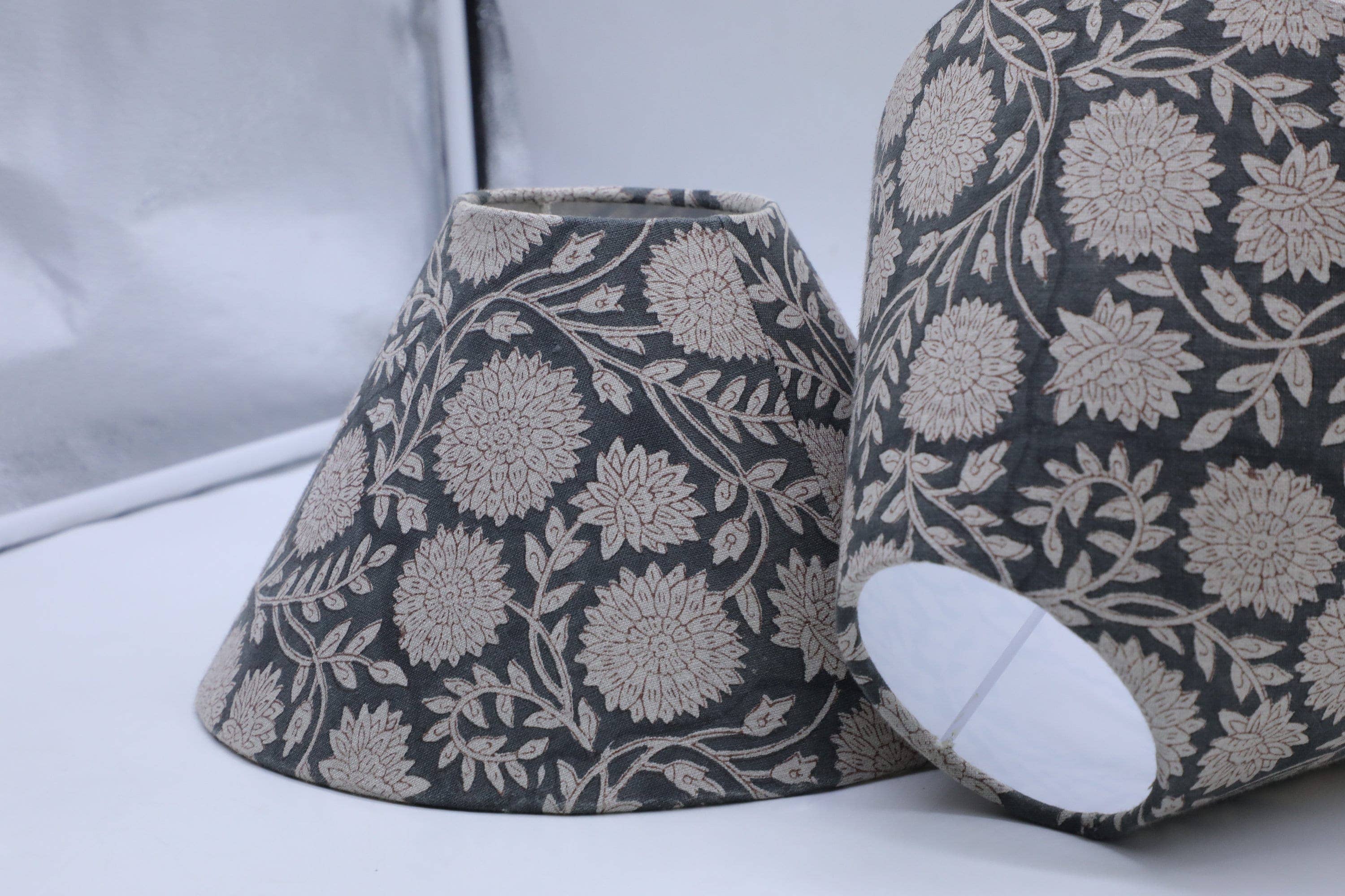 Block Print Lampshade: Blue