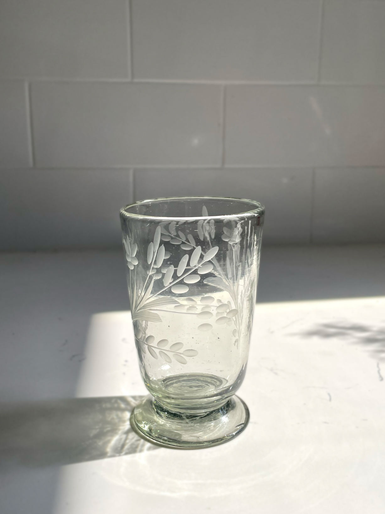 Floral Footed Wine Glass