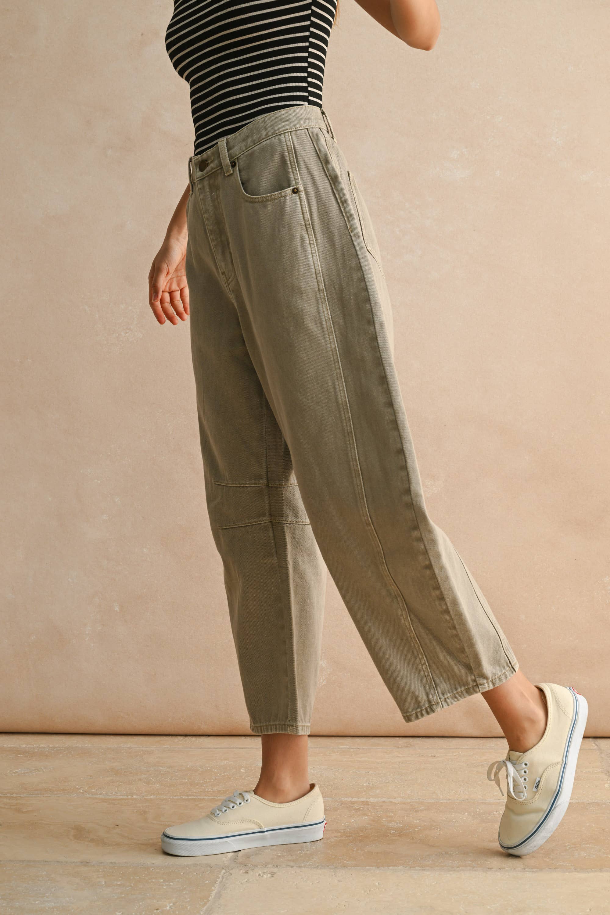 Barrel Denim Pants: Stone