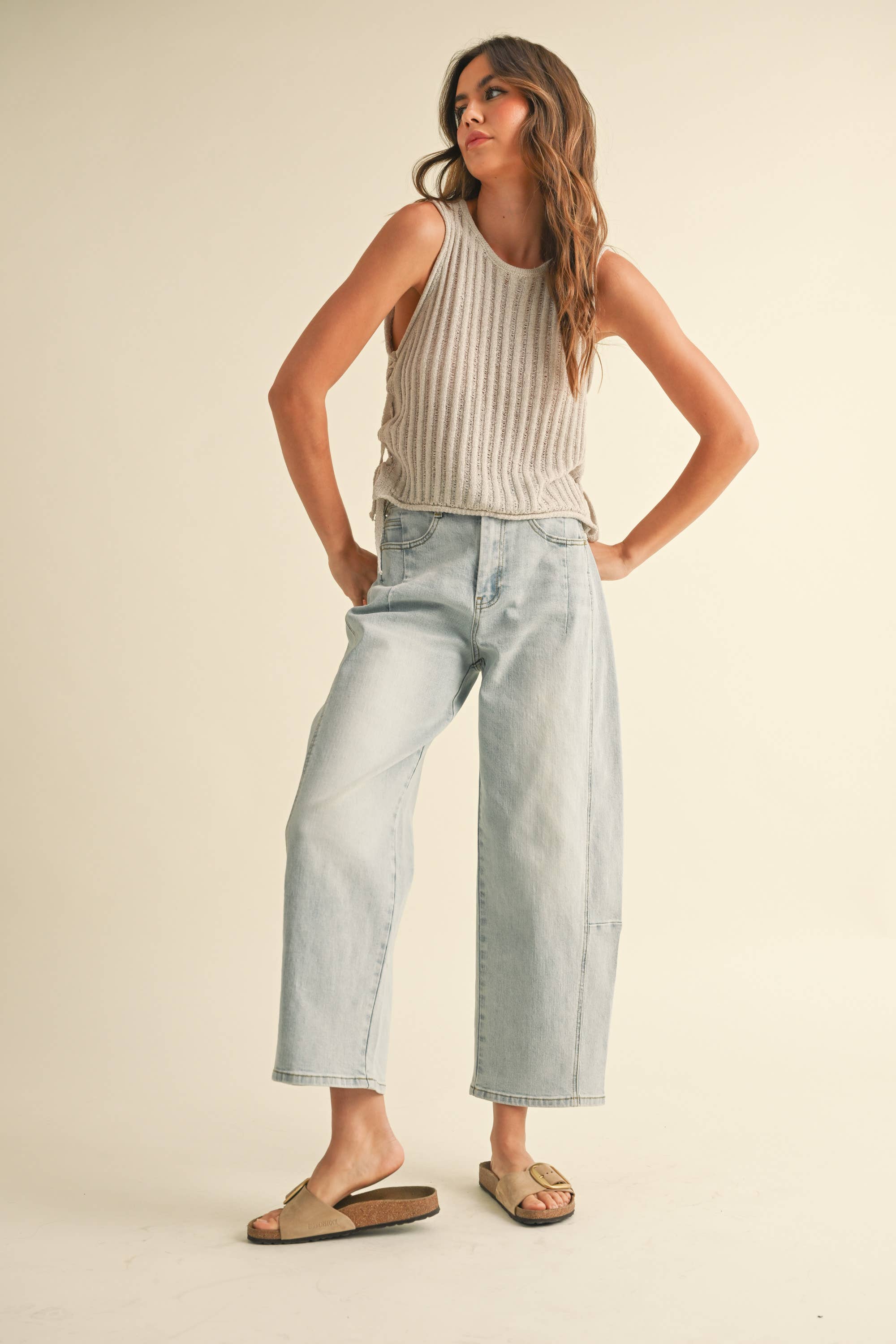 Knitted Top with Tie: Cream