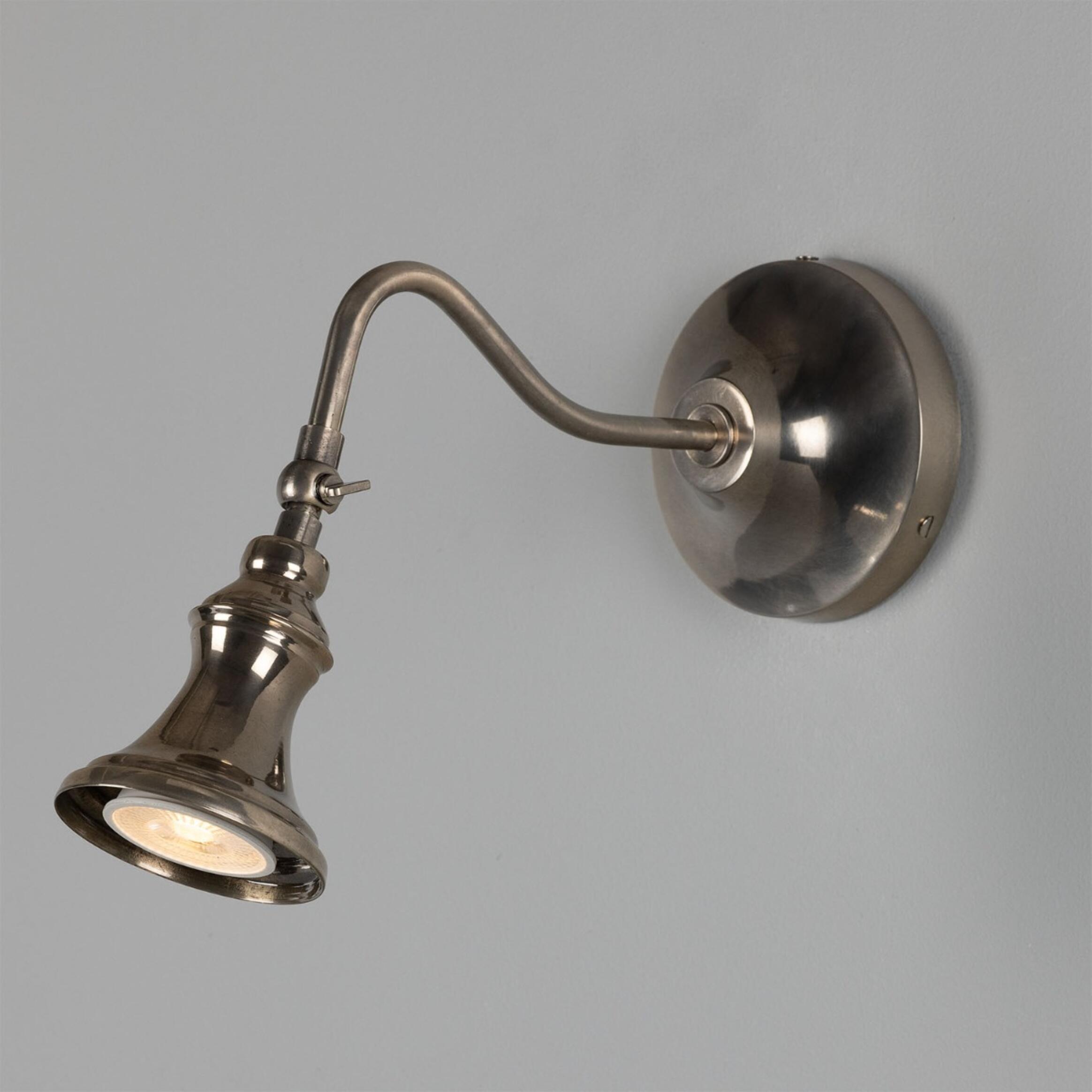 Kent Adjustable Spotlight Sconce: Antique Silver