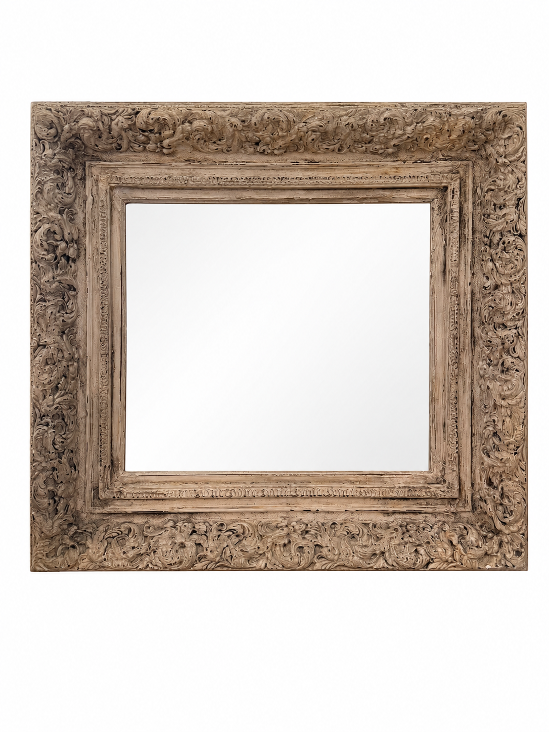 Antique Carved Mirror: Cream
