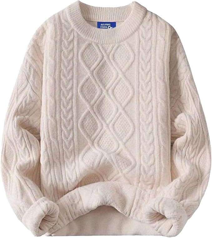 Wool Cable Knit Sweater: Cream