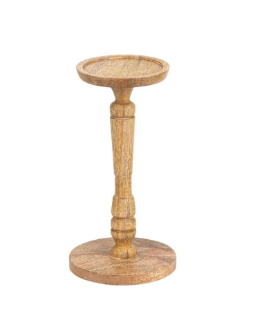Wooden Pillar Candle Holder: 8"
