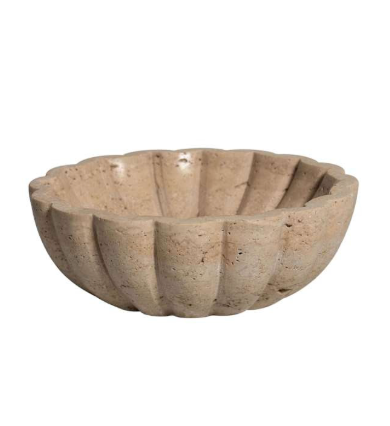Scalloped Travertine Bowl: Small