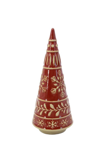11" Ceramic Christmas Tree: Red