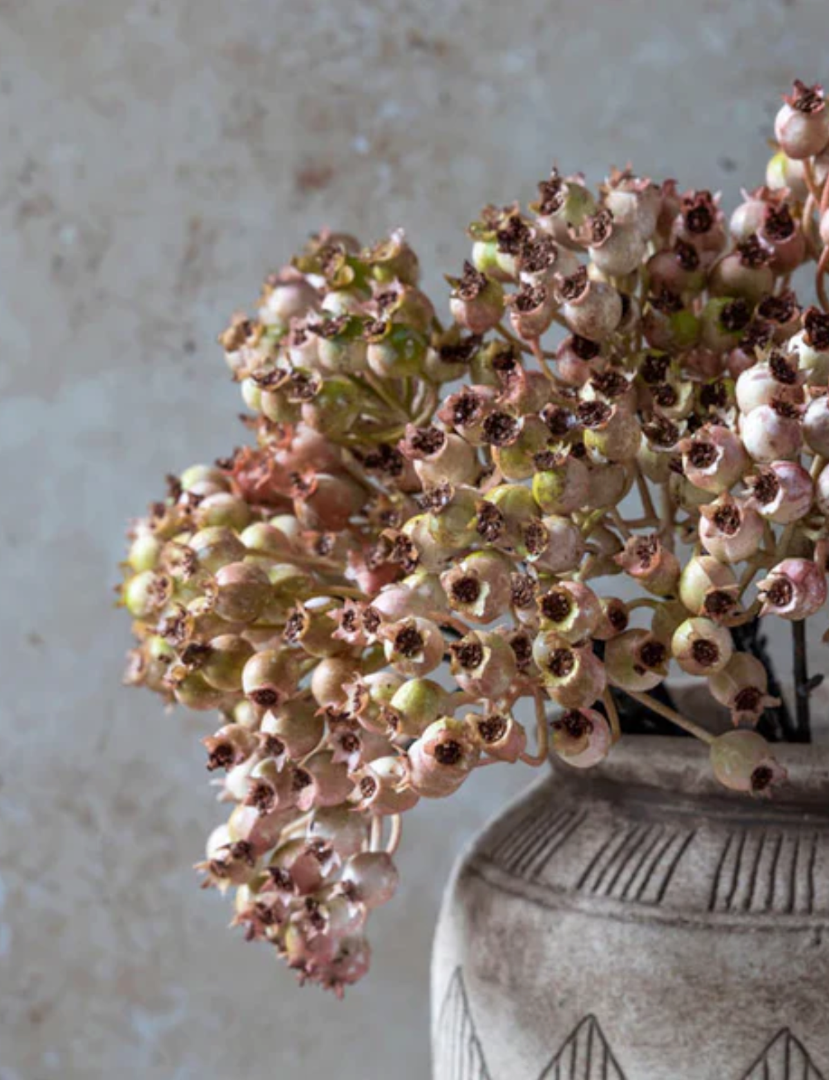 Faux Rose Hip Bunch: Blush