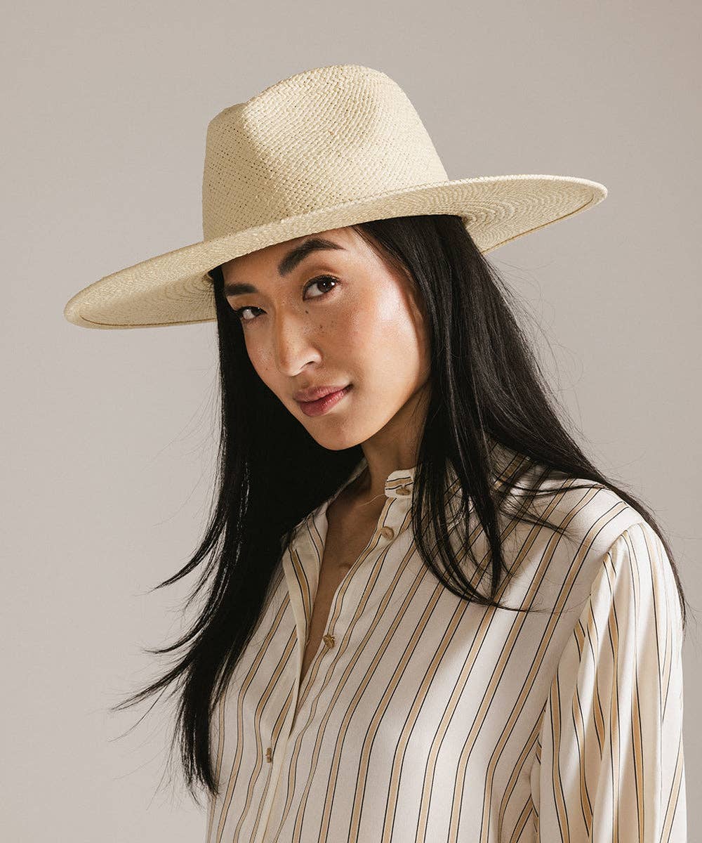Gigi Pip Faye Wide Fedora Straw Hat: Natural