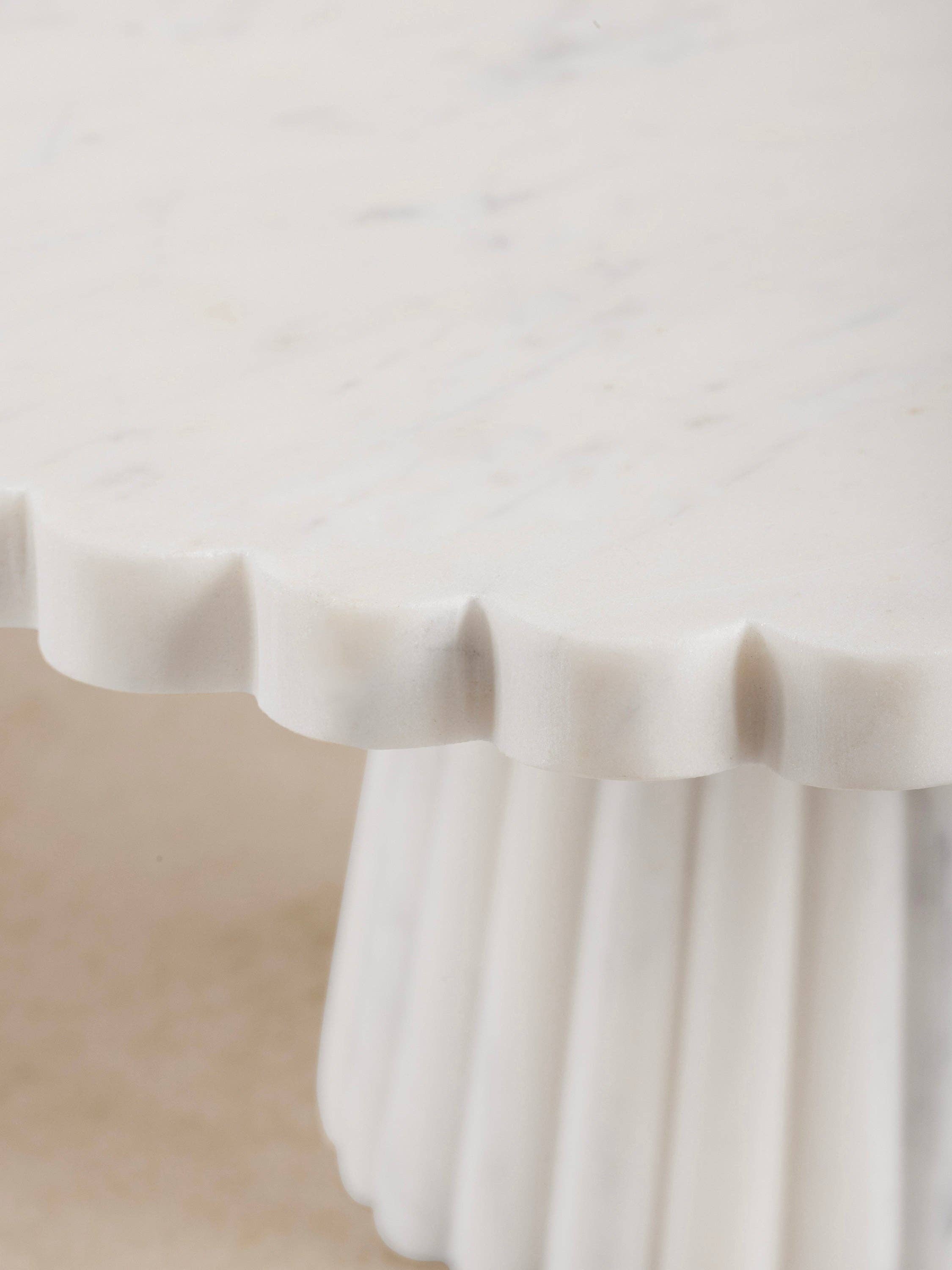 White Marble Scalloped Cake Stand