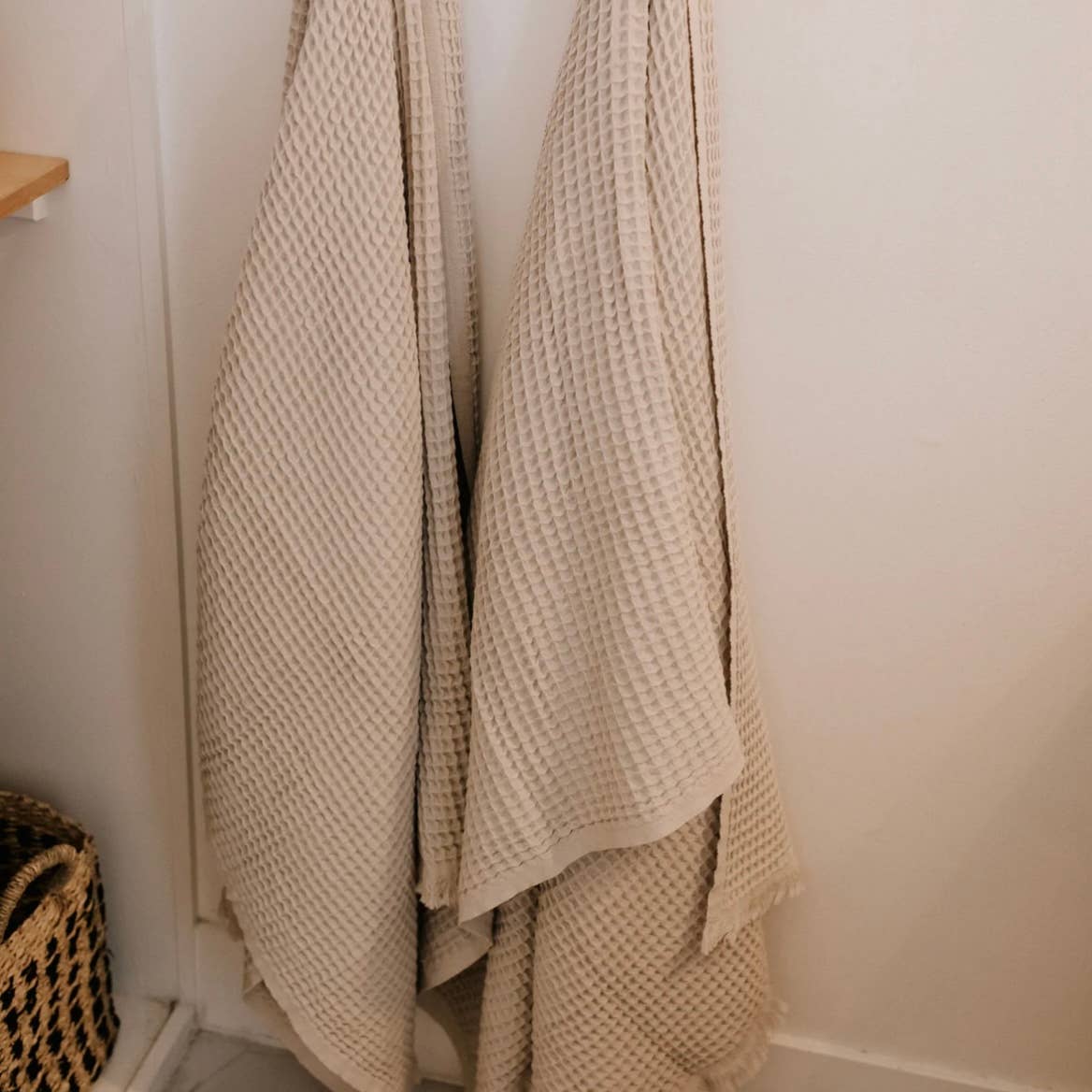 Waffle Weave Bath Towel: Sand