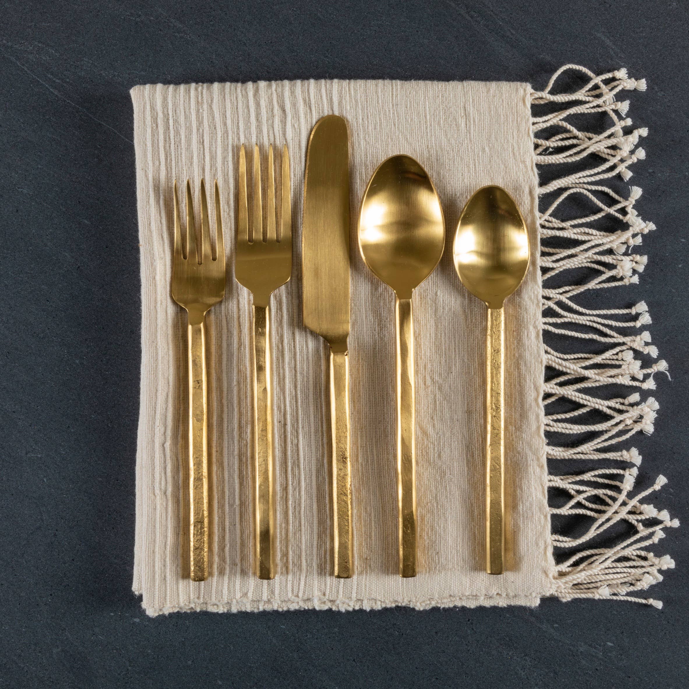Handmade Gold Flatware Set: Set of 5