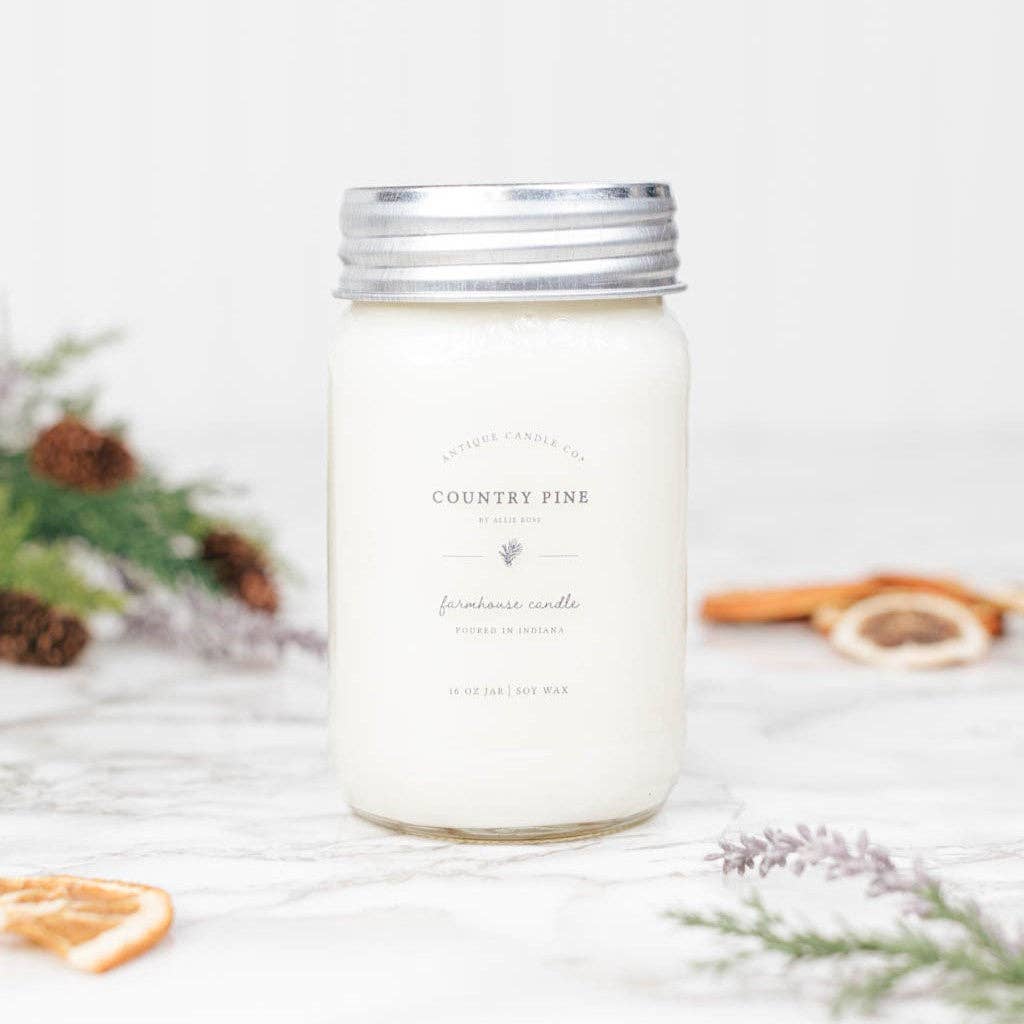 Country Pine - Soy Wax Mason Jar Candle: 16 oz