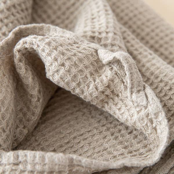 Linen Waffle Weave Hand Towels: Natural
