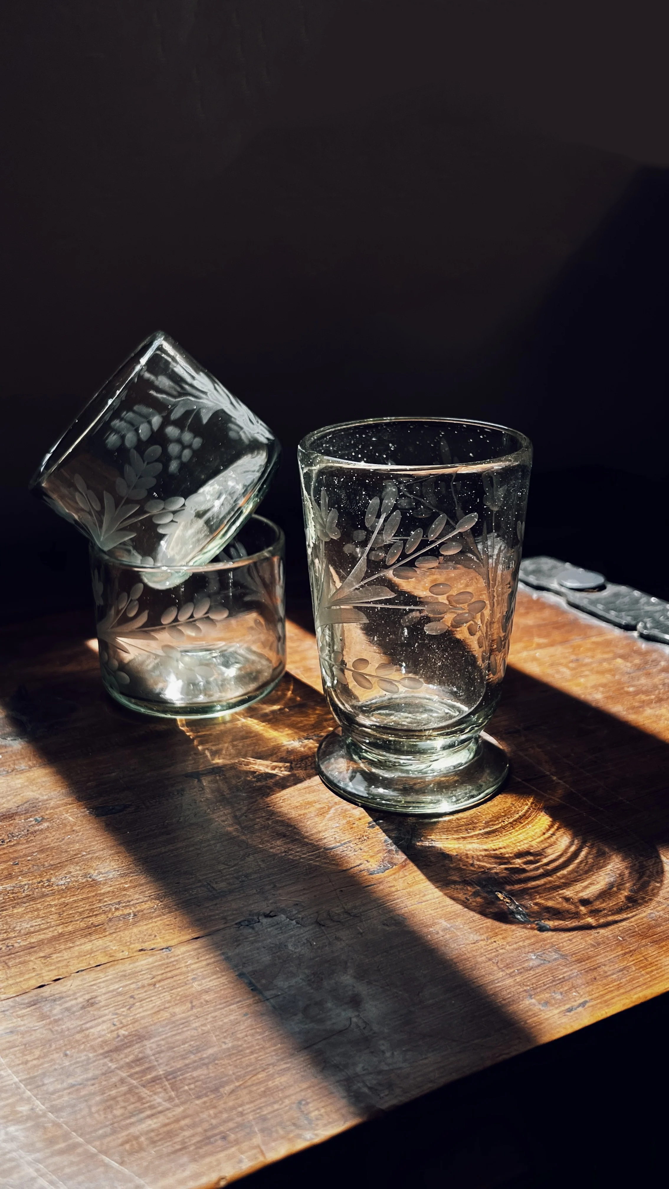Floral Footed Wine Glass