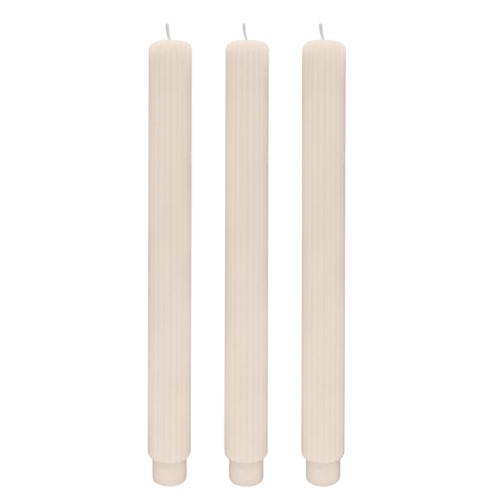 Ivory Fluted Taper Candles: Set of 3