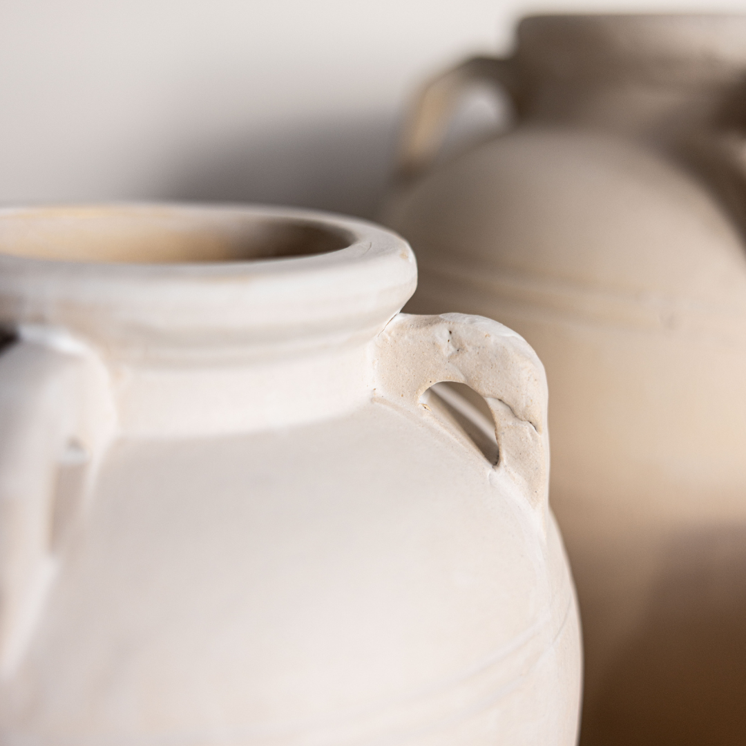 Cordoba White Matte Vase With Handles: Small