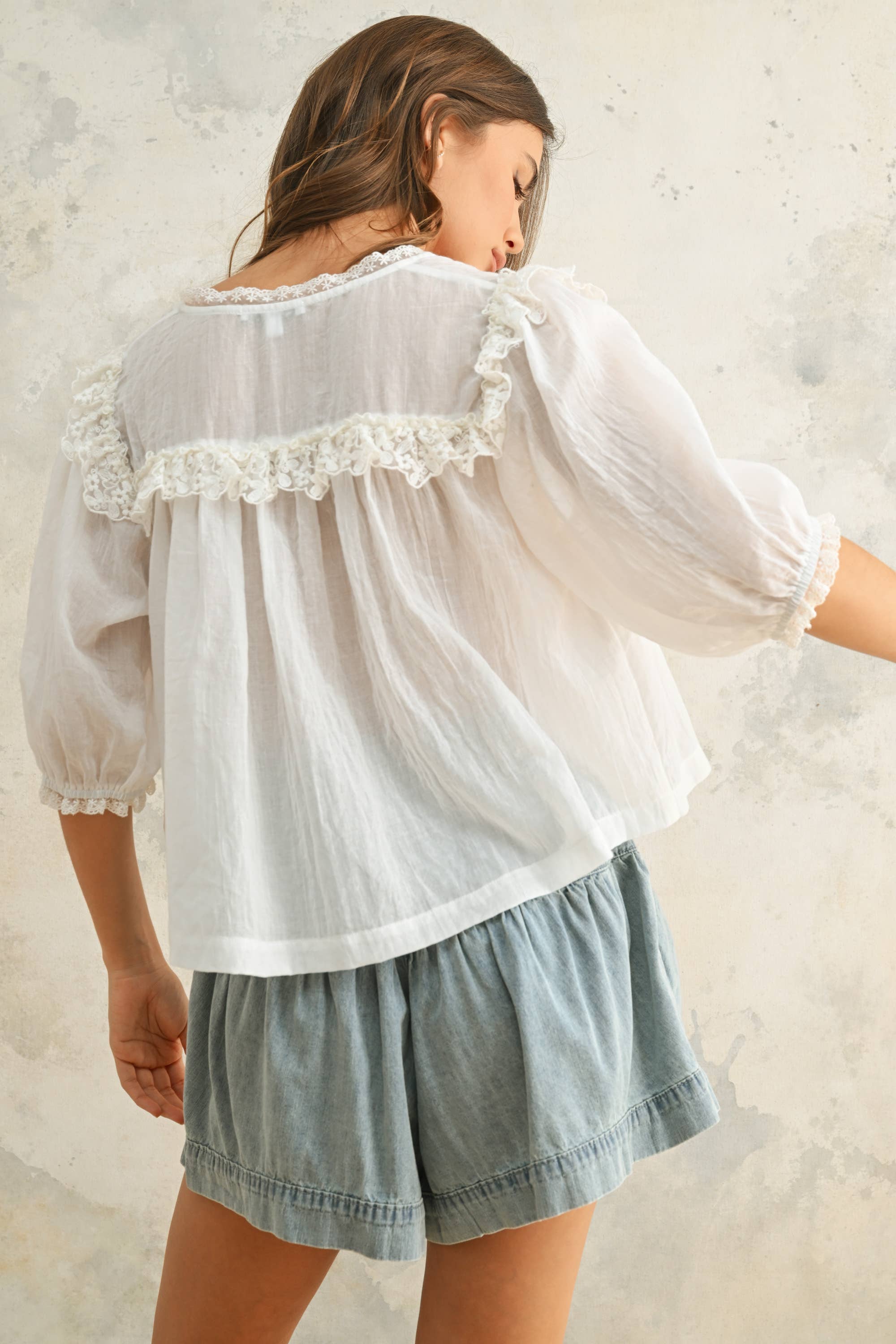 Lace Detailed Blouse: White