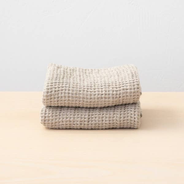 Linen Waffle Weave Hand Towels: Natural