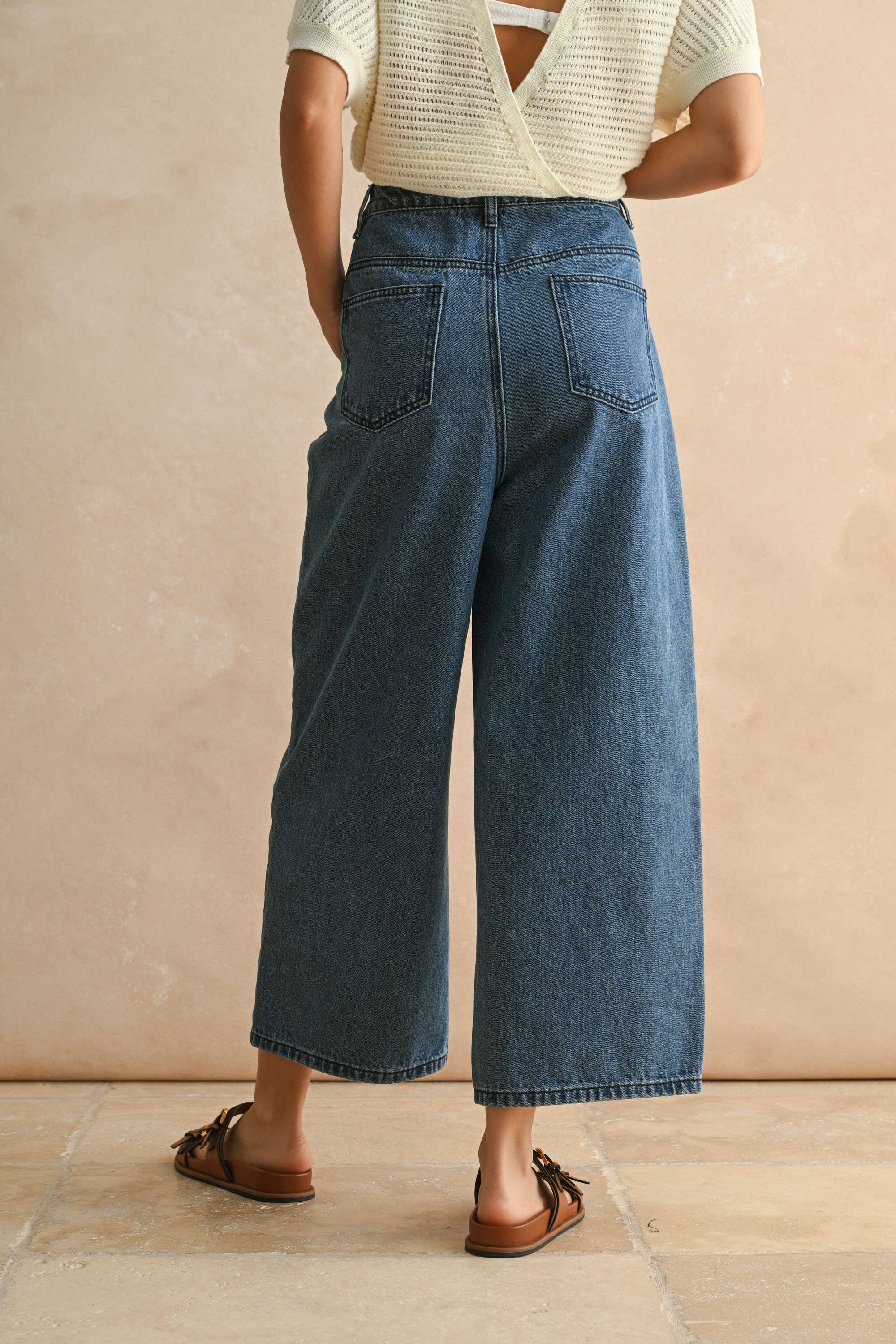 Relaxed Cropped Denim Pants