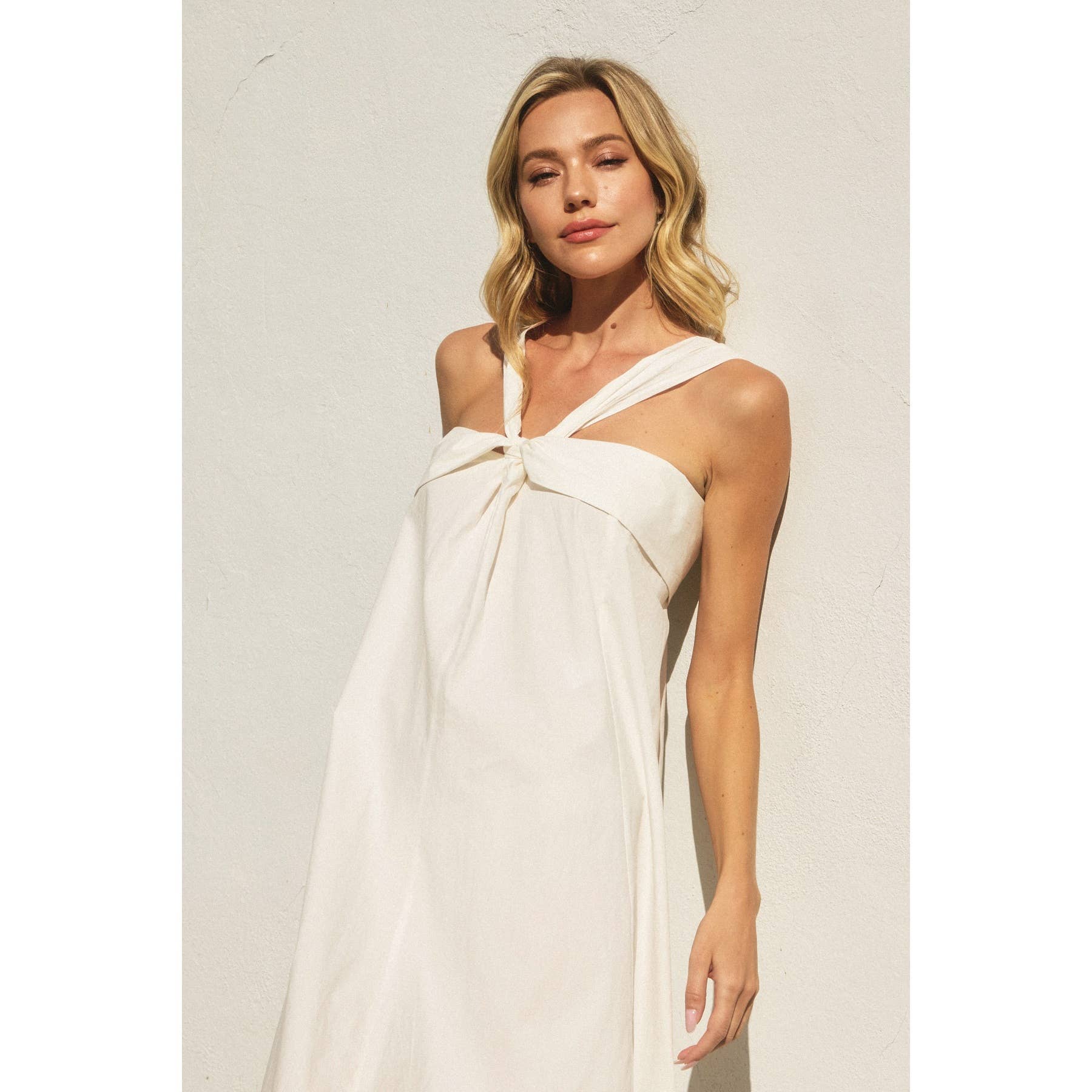 Cotton Halter Maxi Dress: White