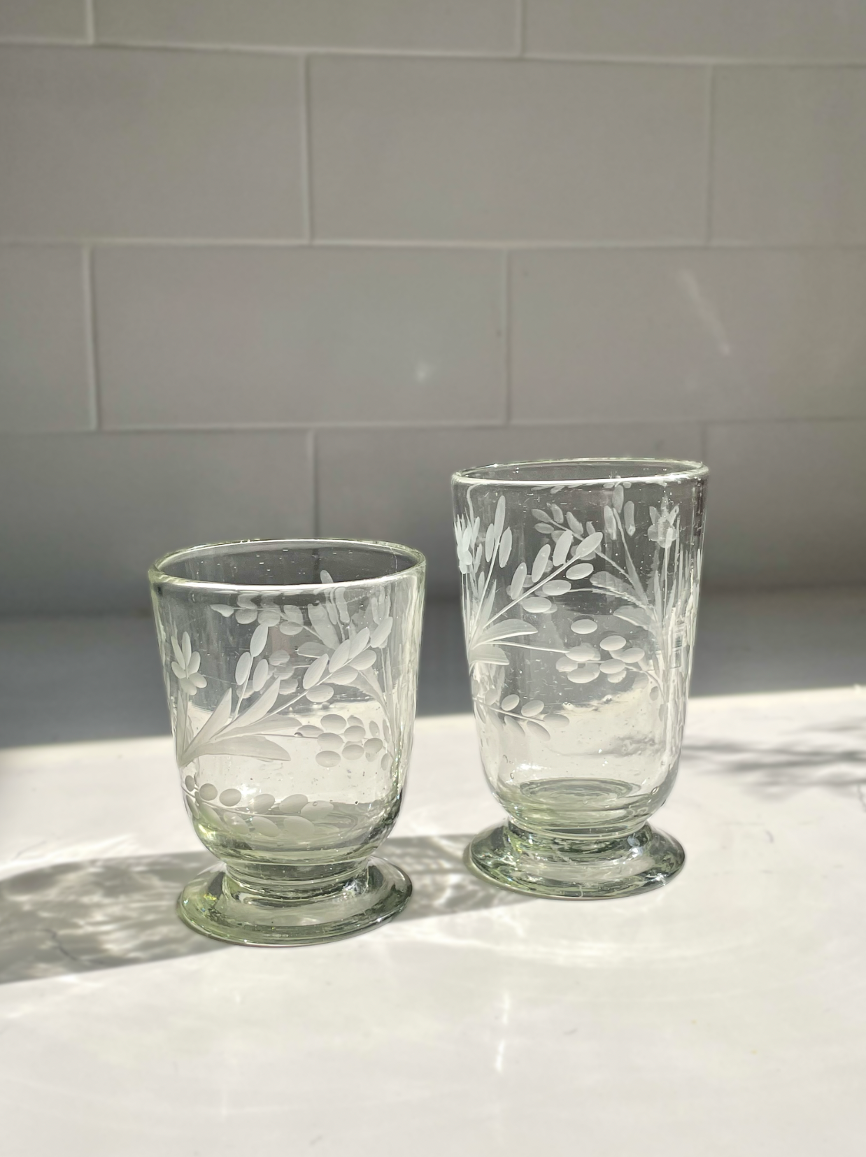 Floral Footed Wine Glass