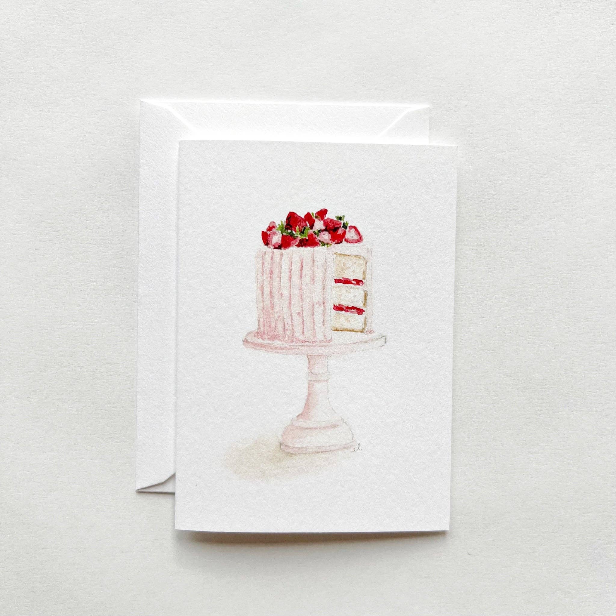 Pink cake mini notecard