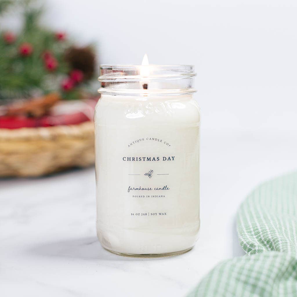 Christmas Day - Soy Wax Mason Jar Candle: 16 oz