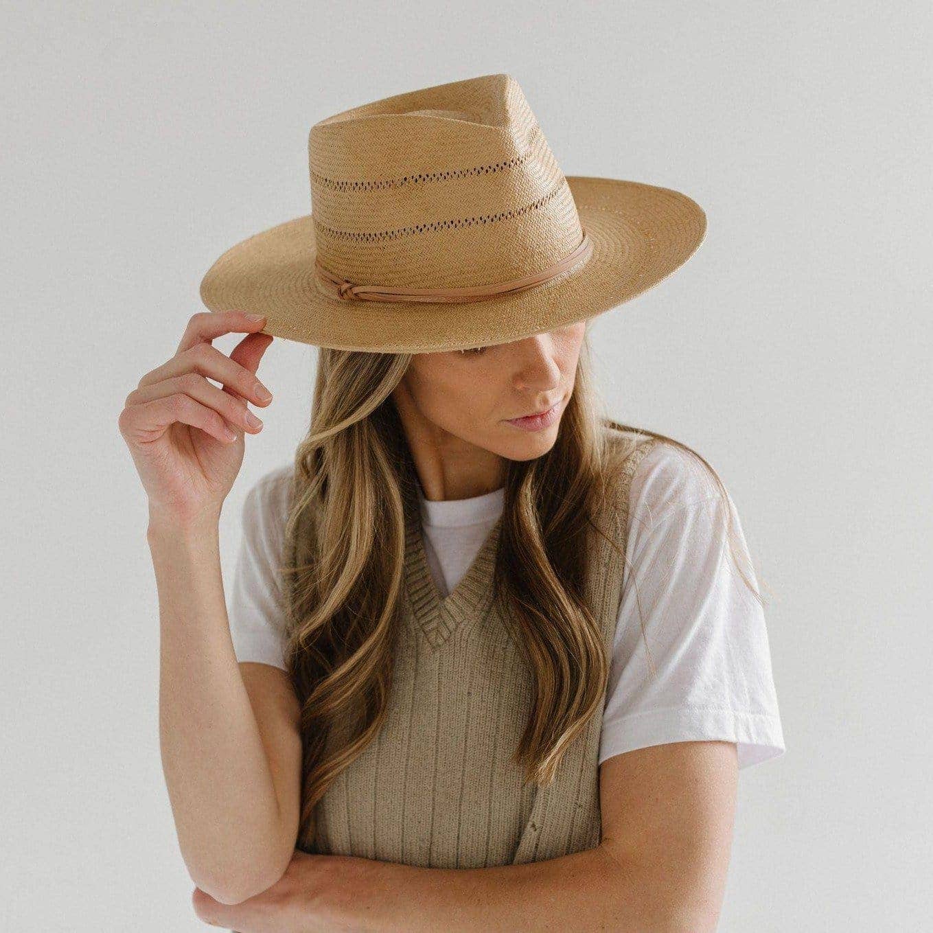 Gigi Pip Arlo Straw Fedora: Honey