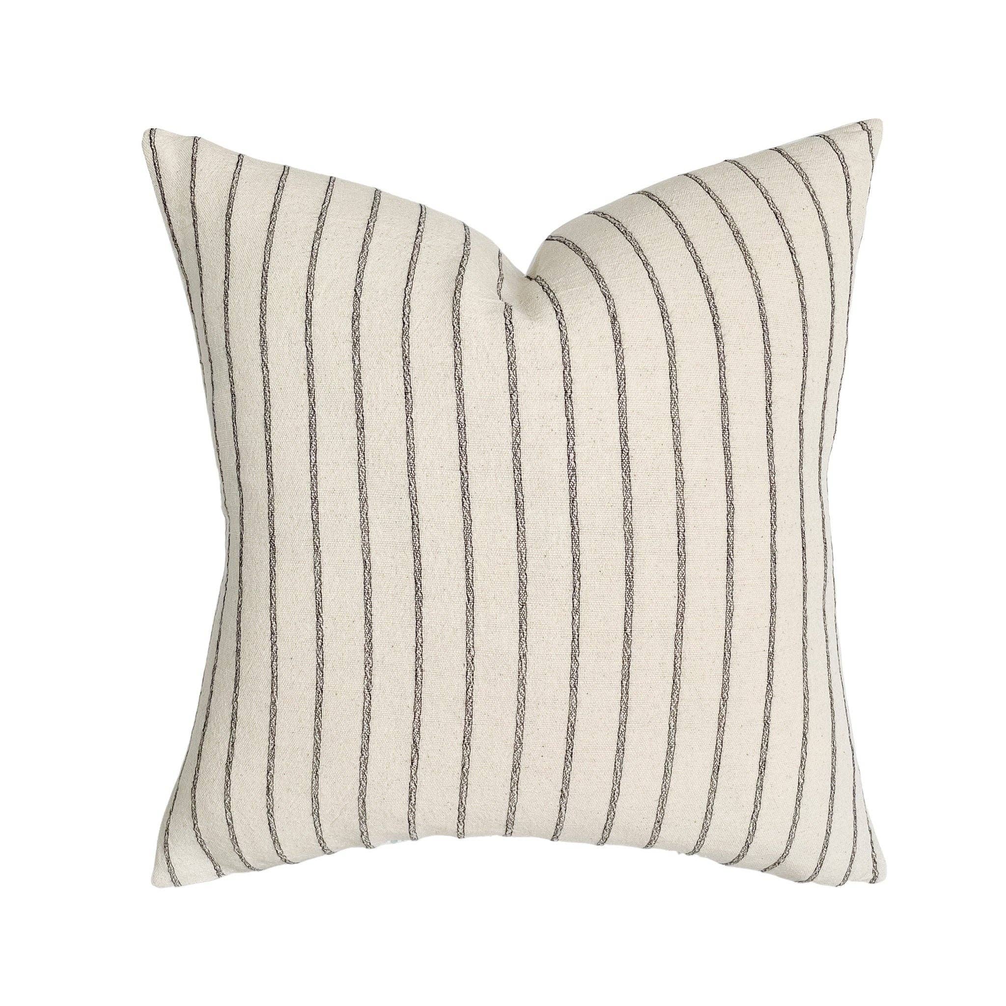 Walker Natural Black Stripe Pillow: 20x20
