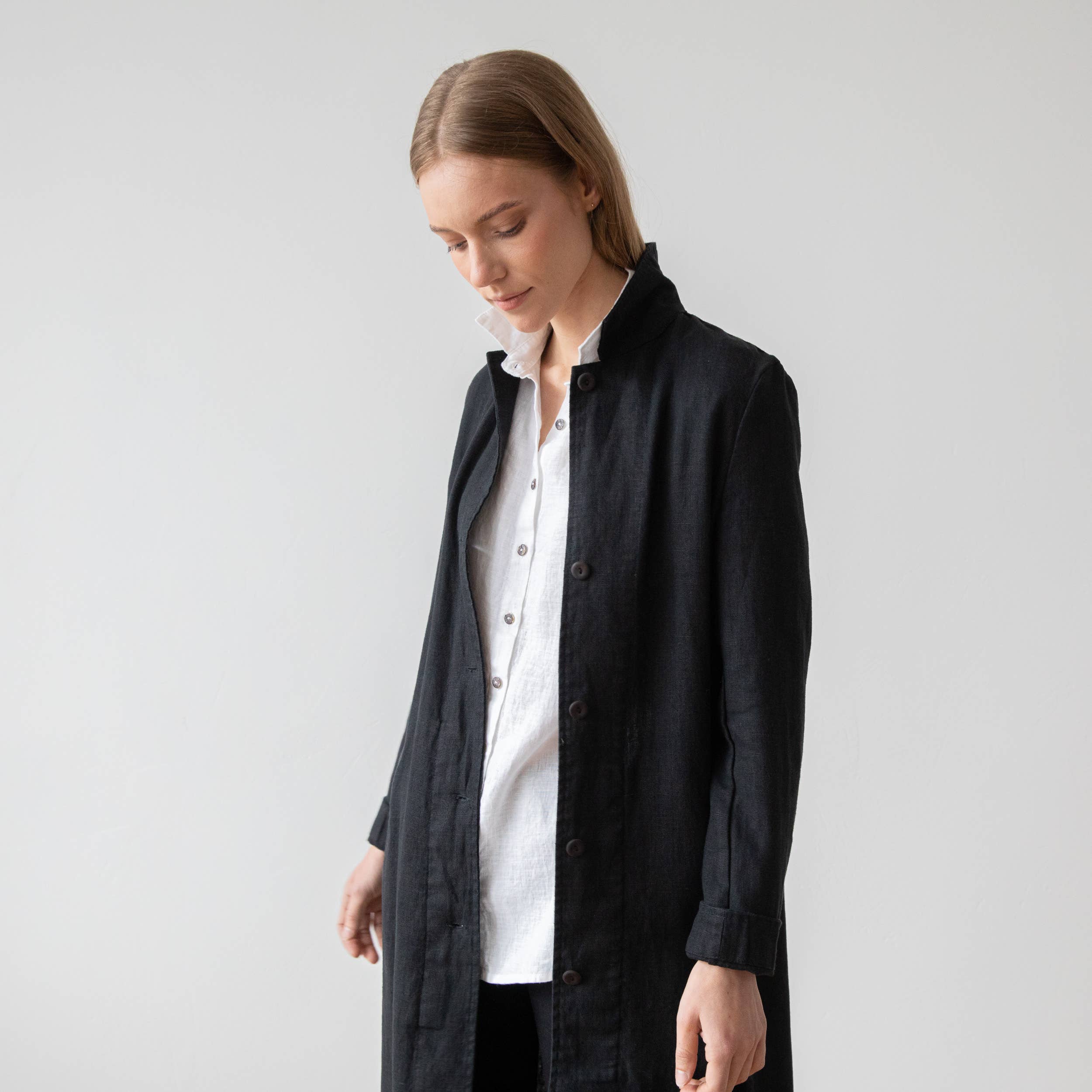 Long Black Linen Jacket