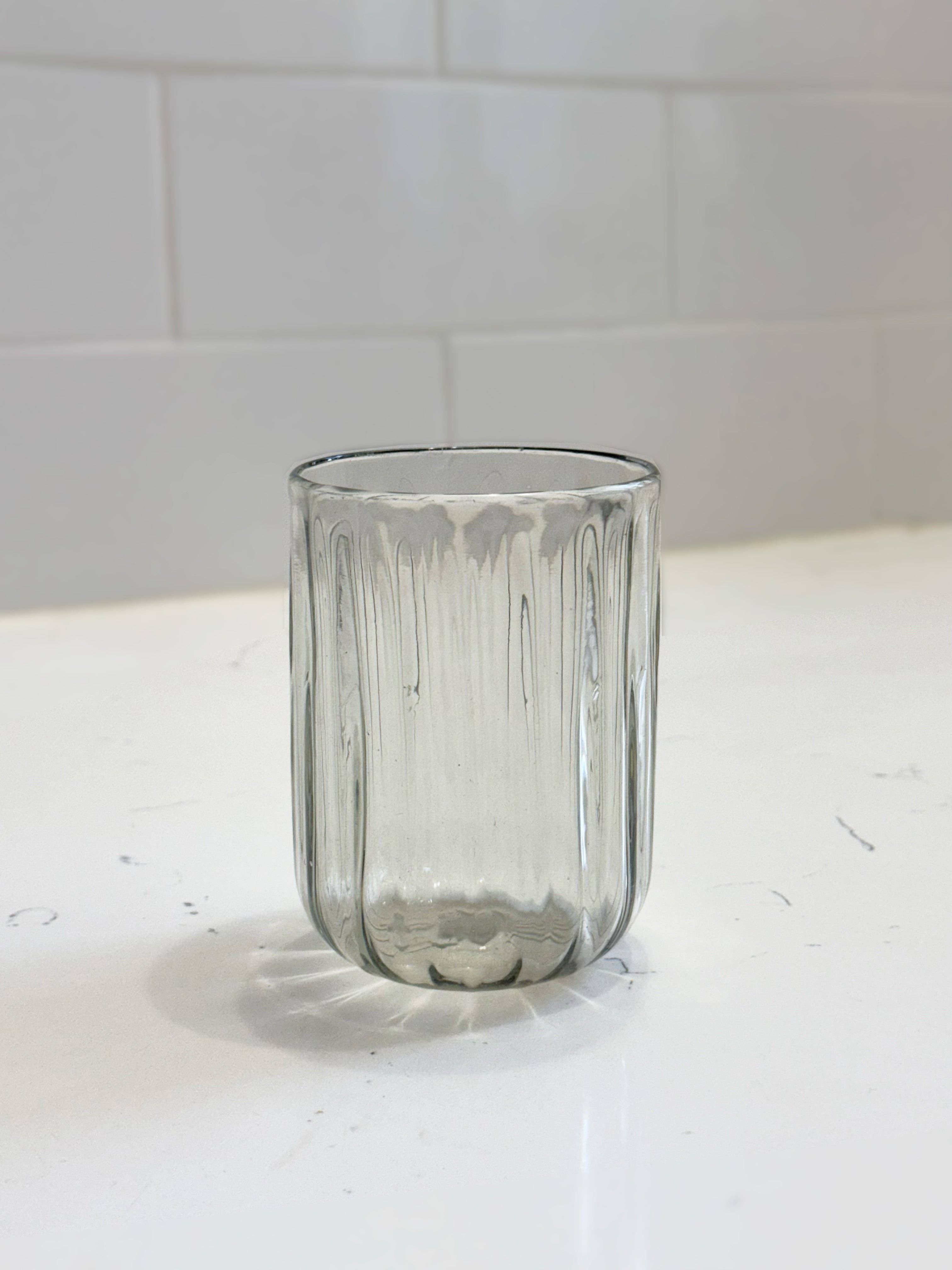 Handblown Fluted Tumbler: Medium / Flat Bottom