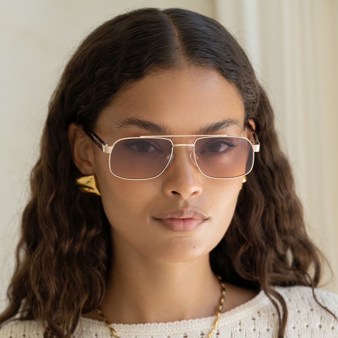 Vesper Aviator Sunglasses: Gold / Sunset
