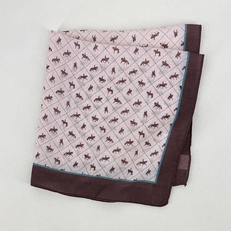 Equestrian Cowboy Bandana: Pink & Brown