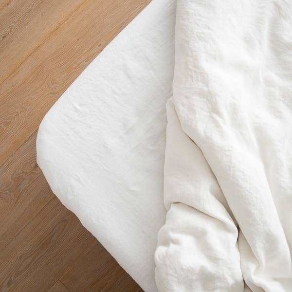 European Linen Fitted Sheet: Off White (King)
