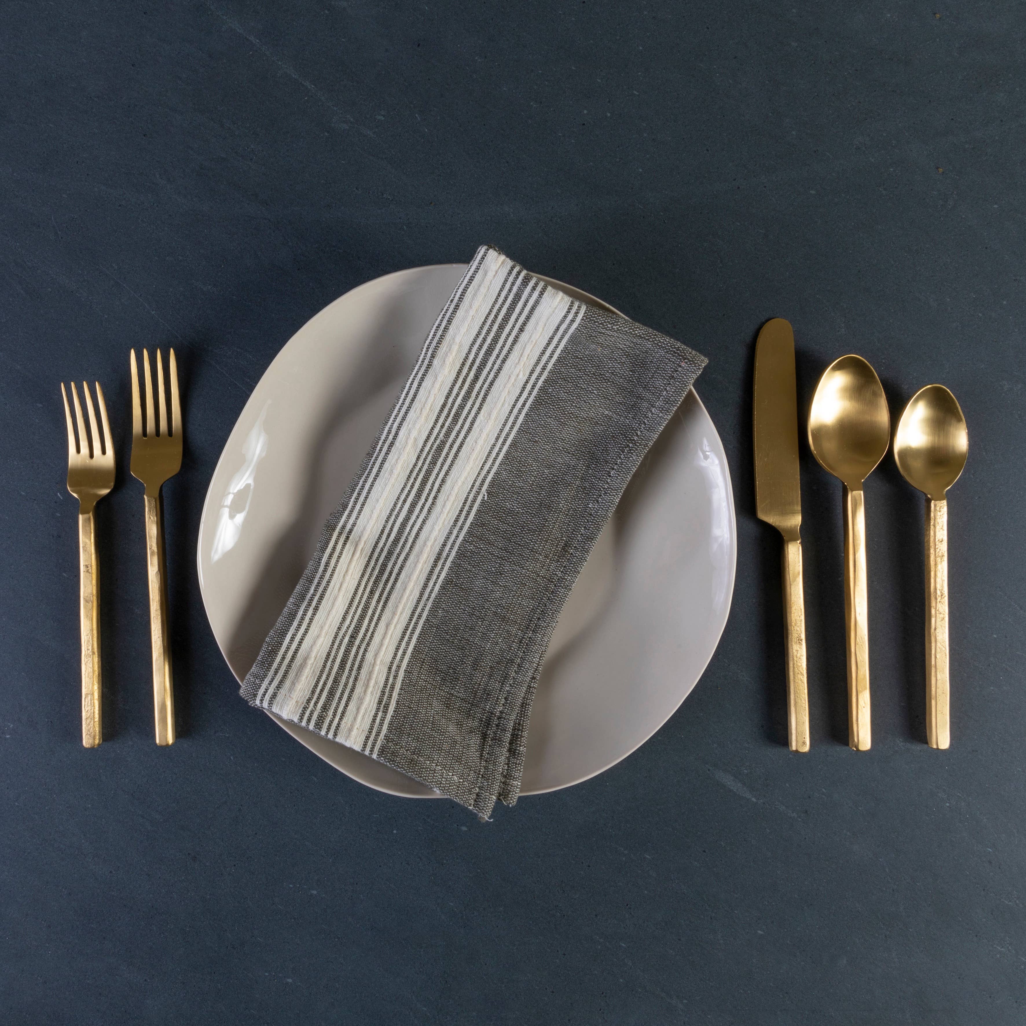 Handmade Gold Flatware Set: Set of 5